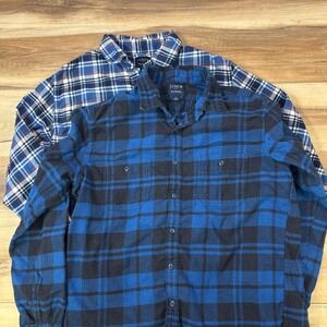 J.Crew Flannel Shirt Mens Large Lot 2 Cotton Heritage Workwear Blue Plaid Bundle